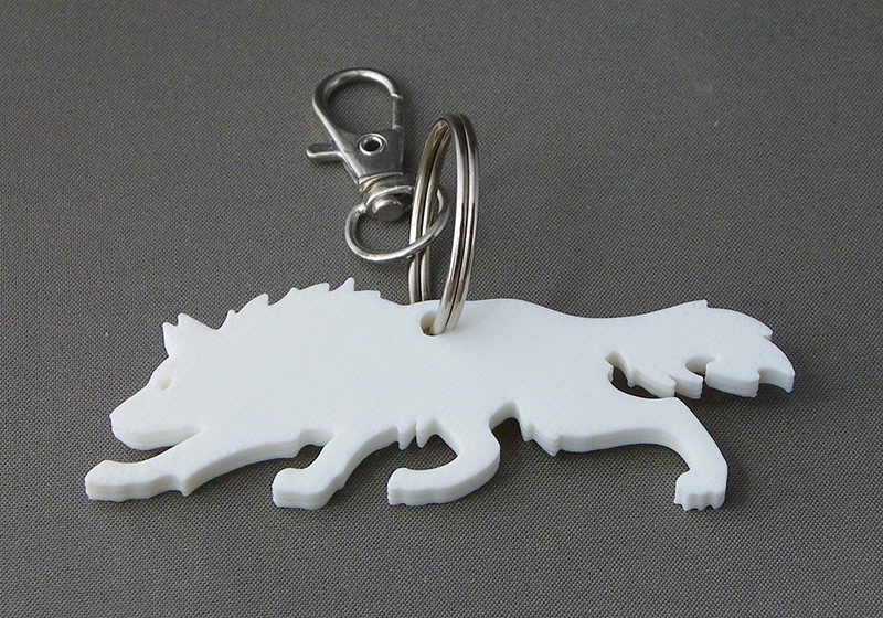 (image for) 3D Prints - Wolf Sleutelhanger 1 - Wit (White)
