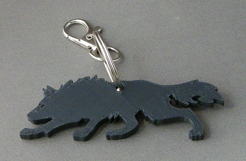 (image for) 3D Prints - Wolf Sleutelhanger 1 - Zwart (Black)