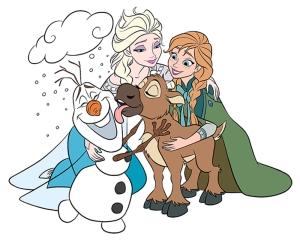 Onderzetter - Frozen - Anna, Elsa, Olaf en Sven 1