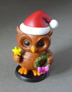3D Prints - Uil met Kerstkrans 1 - Geschilderd
